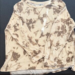 White Birch Cream and Brown Sweatshirt 2X